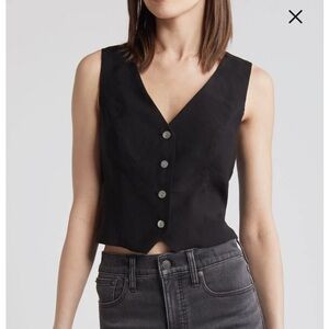 Madewell Katrina Crop Vest Top Black Sz 00